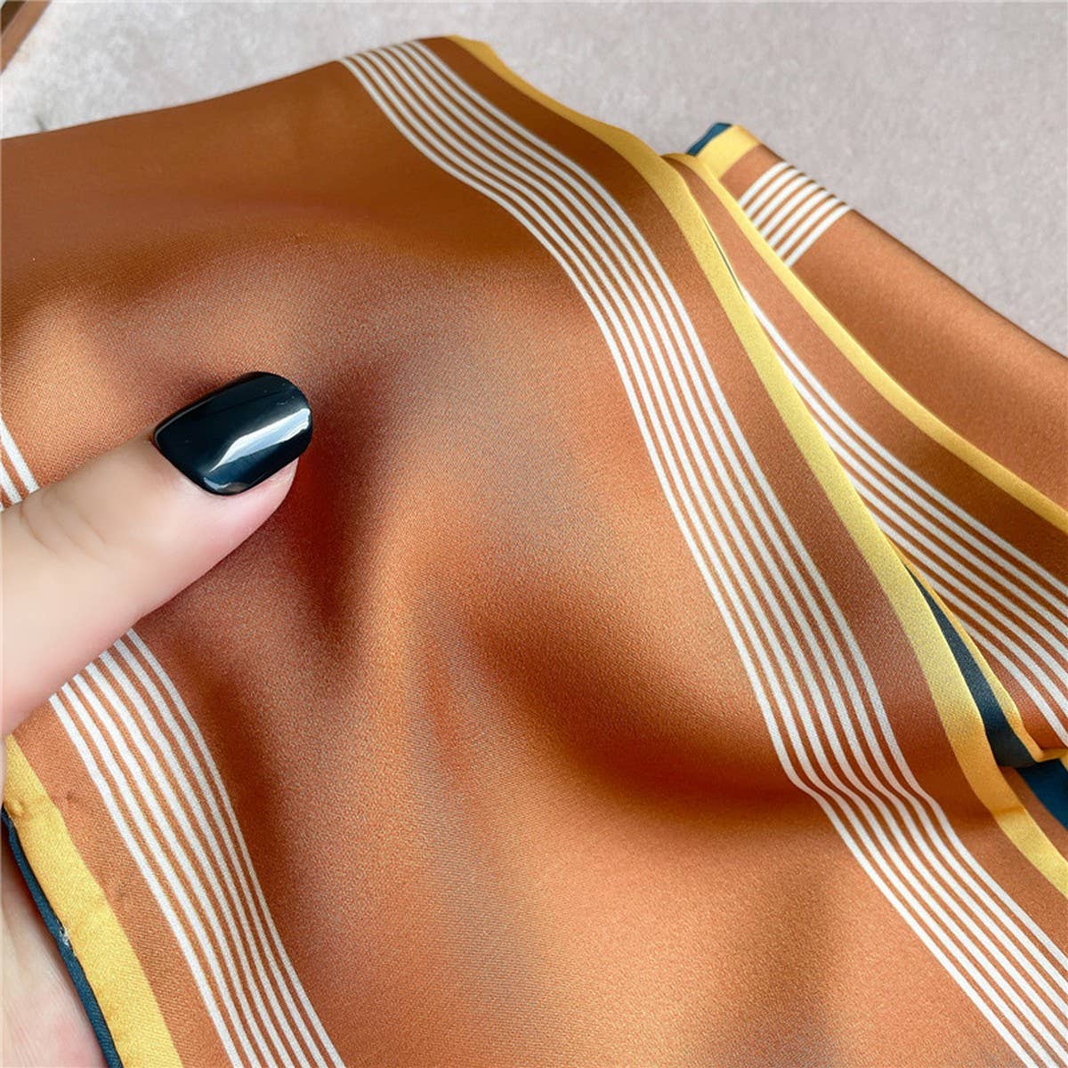 THIN SIMPLE GEOMETRIC LONG SILK HEAD SCARF_CWASC1521