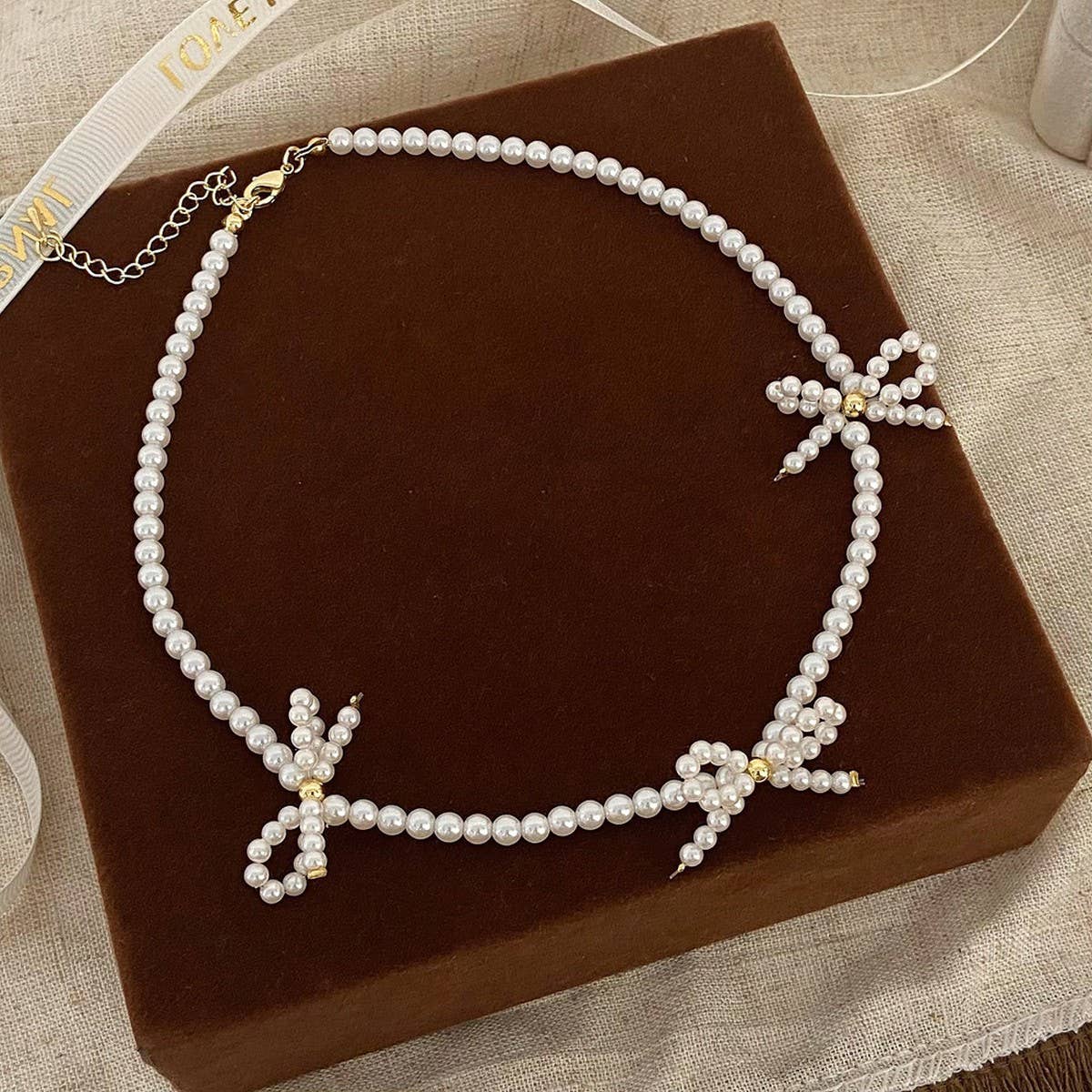 BOWKNOT NECKLACE ALL MATCH HIGH END PEARL NECKLACE_CWAJE3084