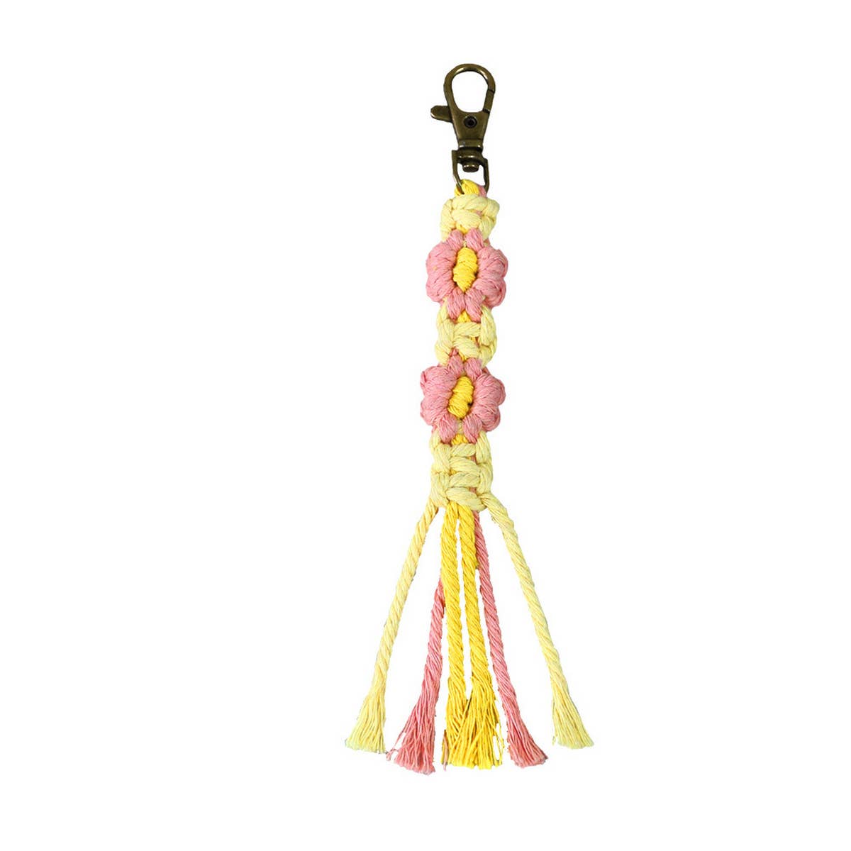 HANDMADE COTTON ROPE FLOWER WOVEN KEYCHAIN_CWMM1569