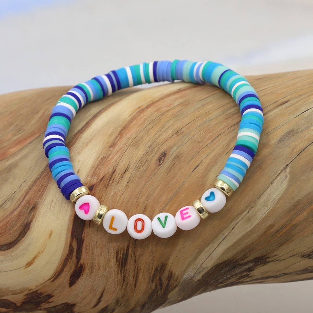 COLORFUL POLYMER CLAY LETTER BEADED BRACELET_CWMM3570