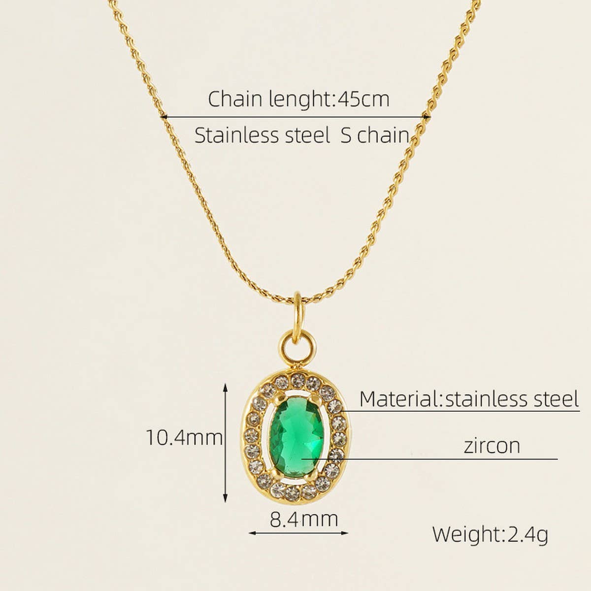 STAINLESS STEEL ZIRCON HEART PENDANT NECKLACE_CWAJE0682