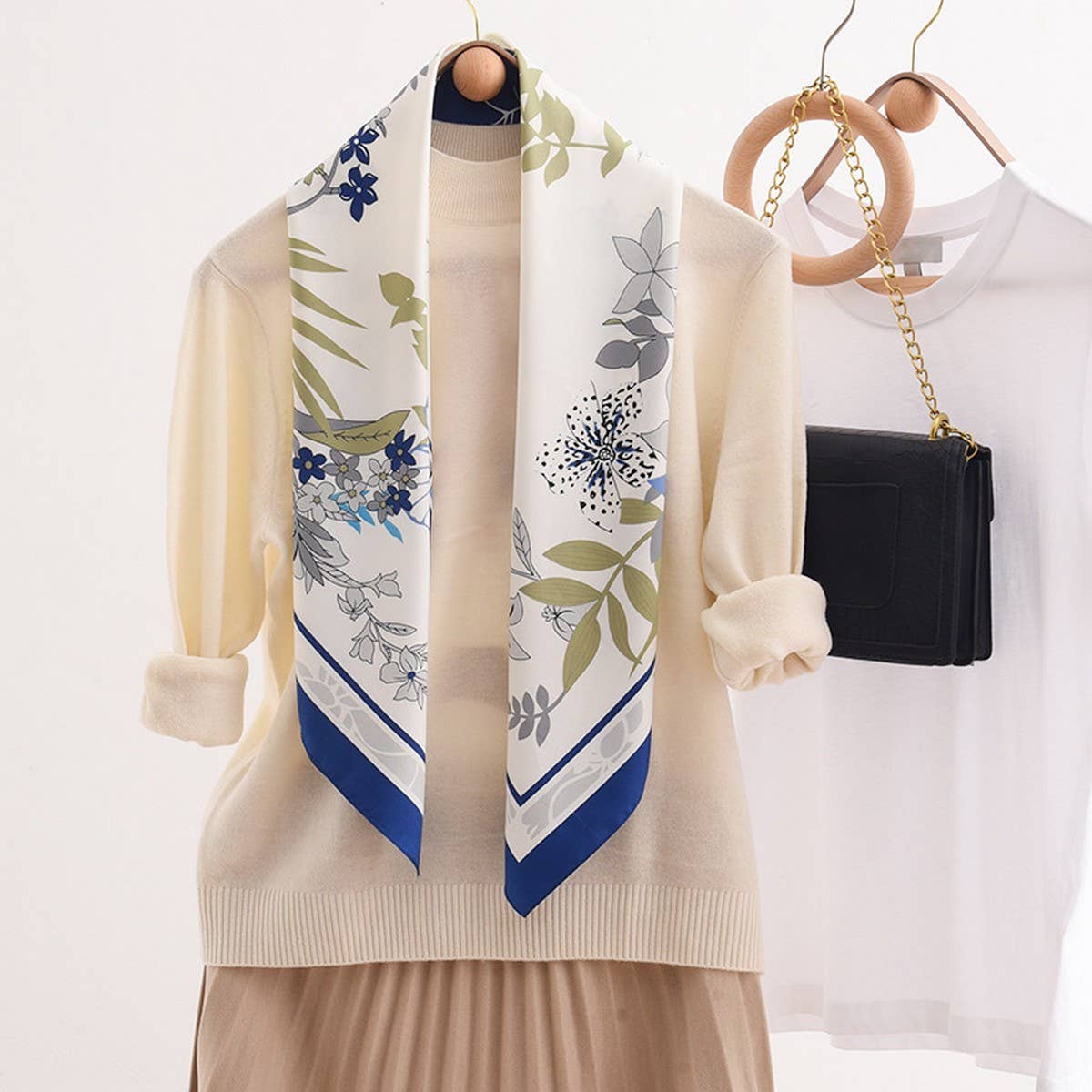 FLORAL PATTERN LARGE SQUARE SILK FEELING SCARF_CWASC0239