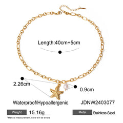 DELICATE STARFISH PEARL PENDANT NECKLACE_CWAJE1787