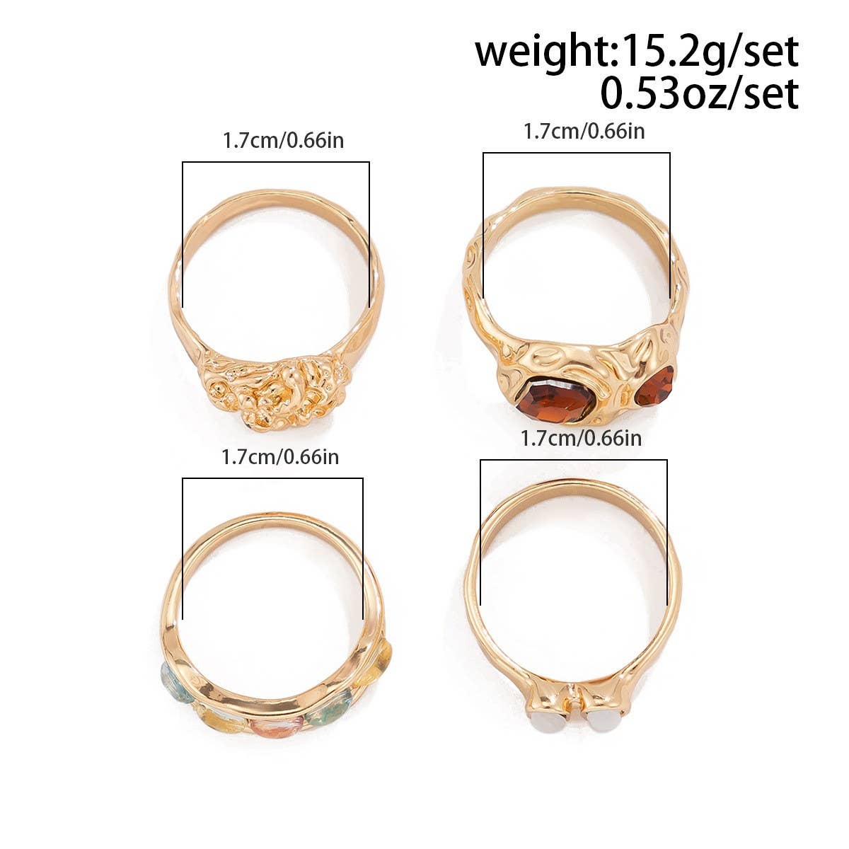 Trendy Retro Geometric Hollow Diamond Ring Set_Cwmm3236