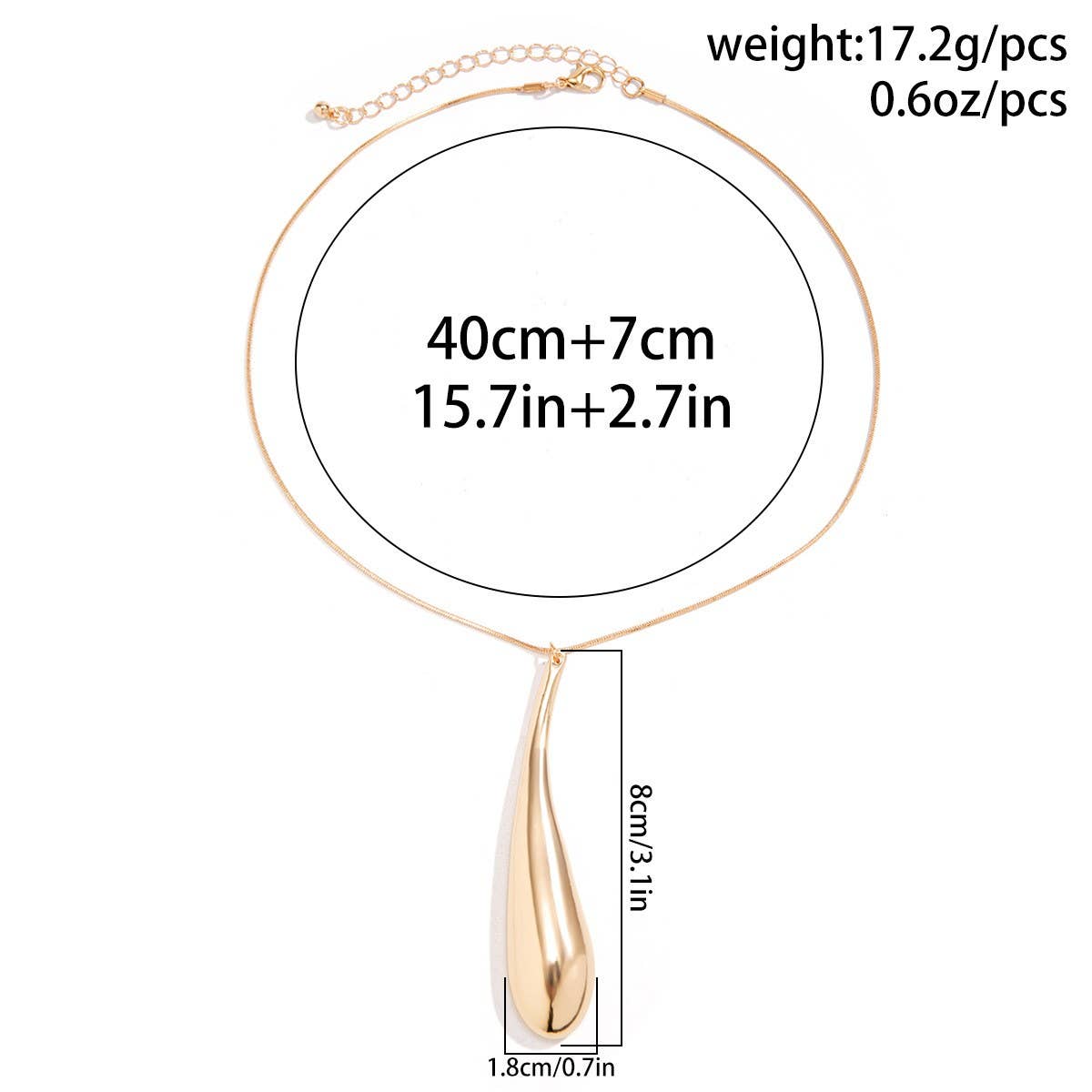 Water Drop Big Pendant Punk Style Necklace