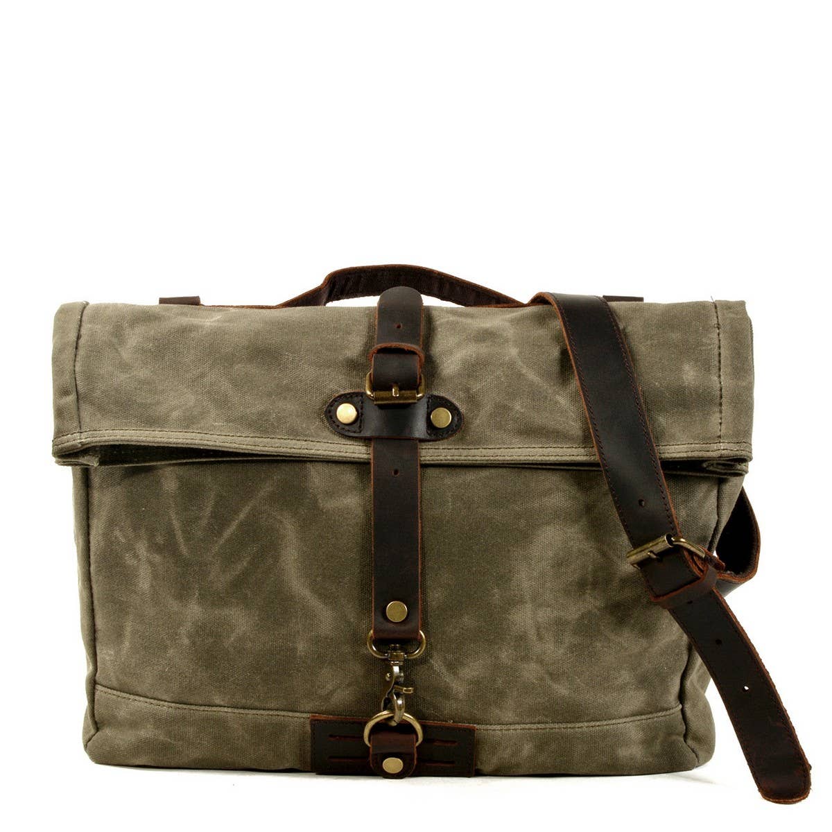 MENS OUTDOOR WAXED CANVAS SATCHEL BAG_CWAB5564