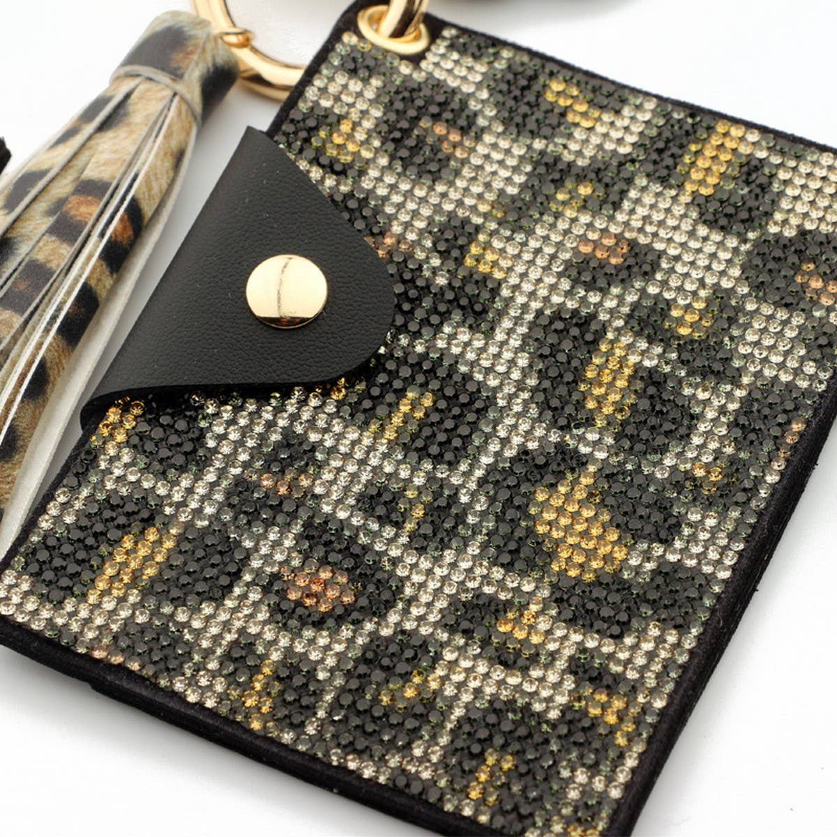 RHINESTONE LEOPARD WALLET WITH BEAD KEYCHAIN_CWAB4999