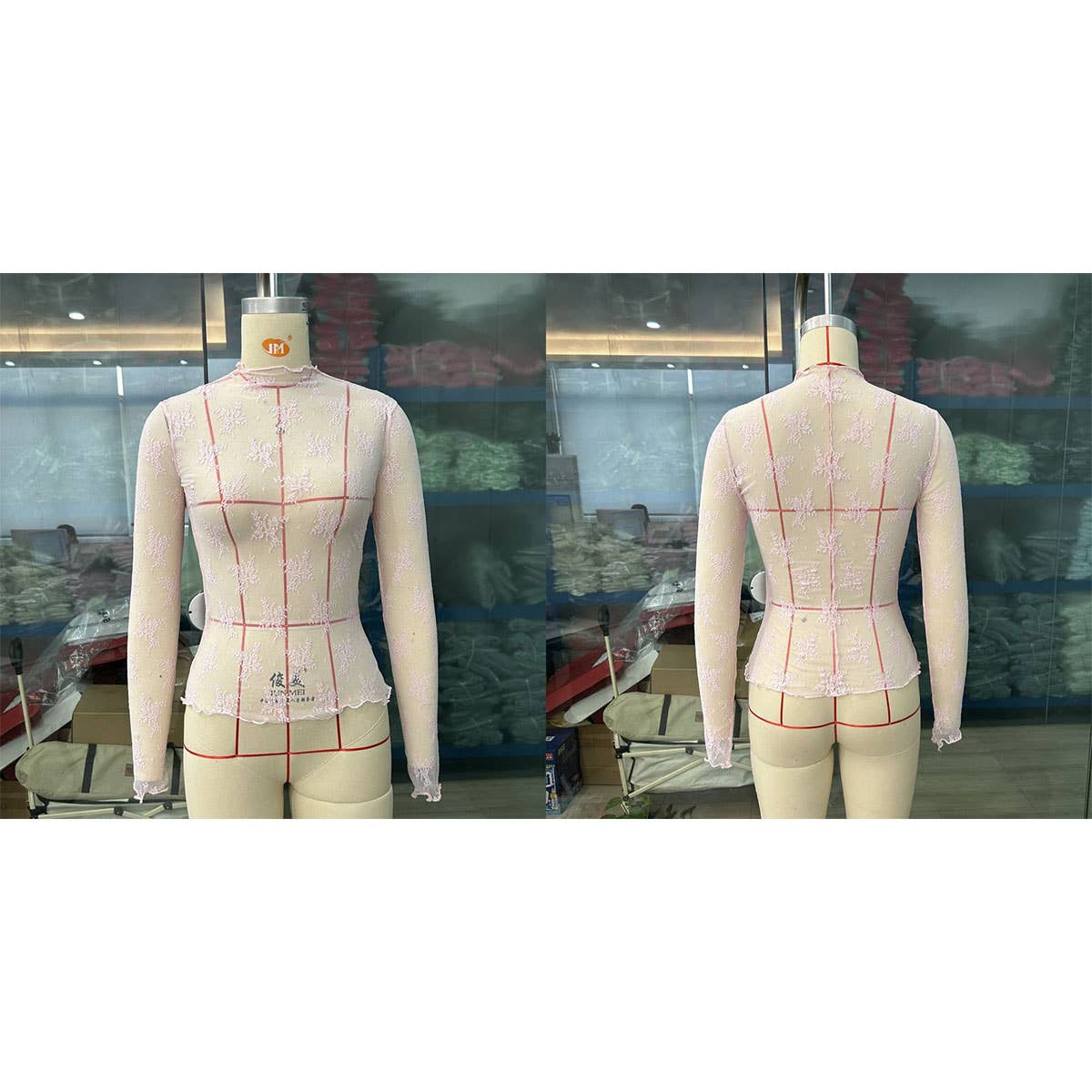 SEMI SHEER MESH LACE TOP BOTTOMING SHIRT_CWTBLL2660