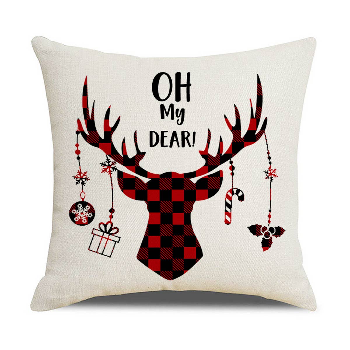 CHRISTMAS TREE RED AND BLACK PLAID PILLOWCASE_CWMM1409