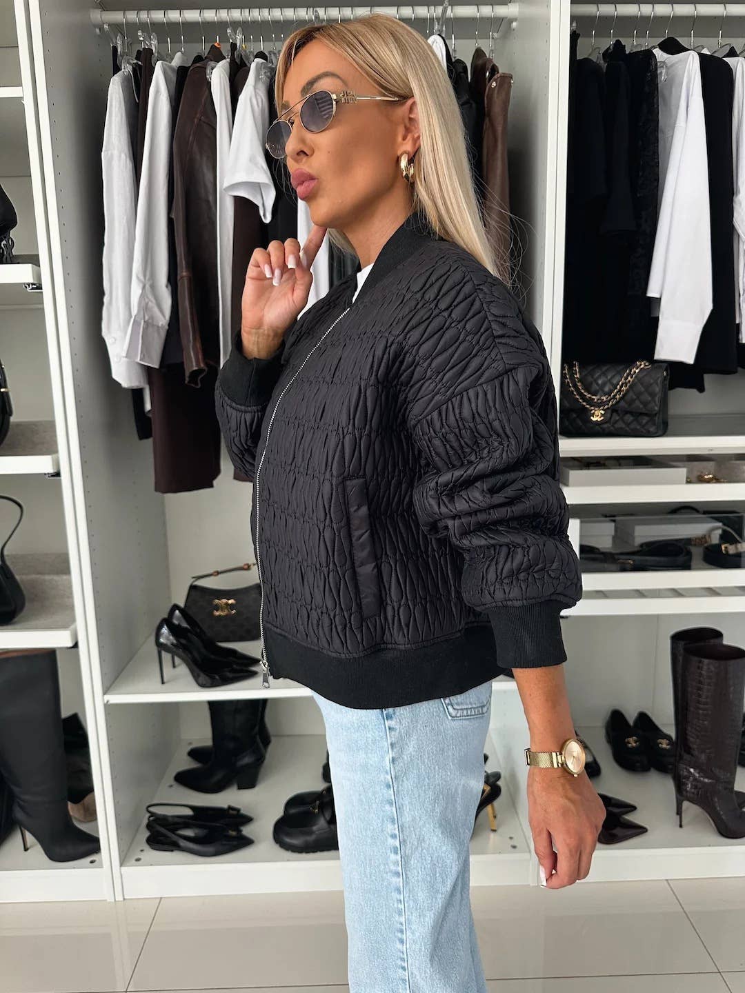 Solid Color Short Zipper Jacket Quilted Jacket