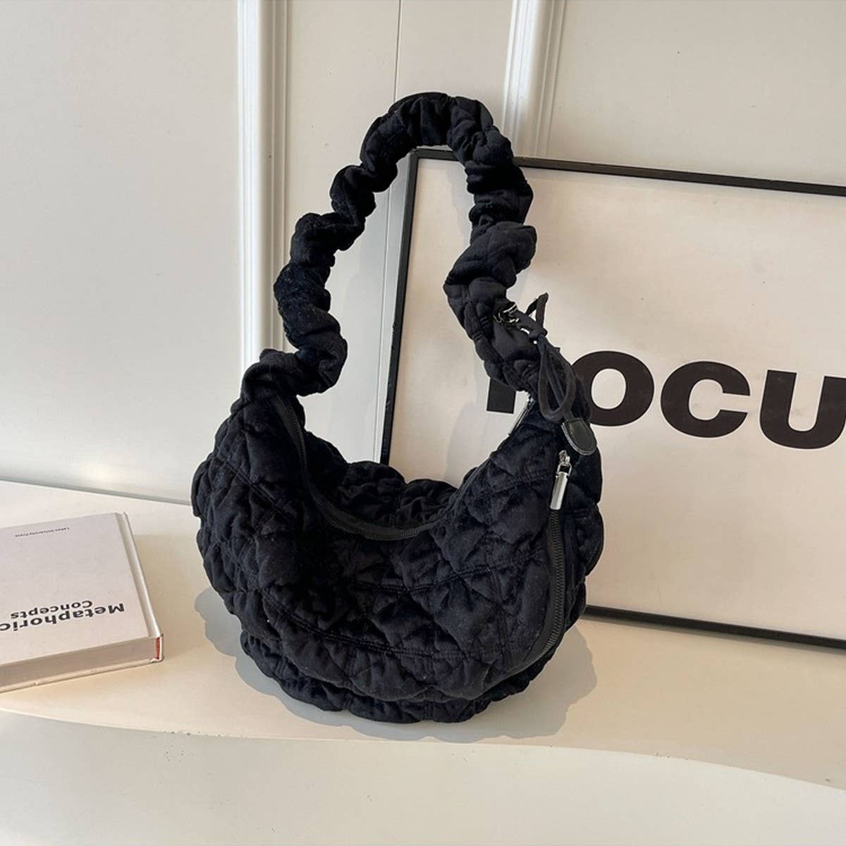 PLUSH VELVET CLOUD BAG WOMEN LARGE SHOULDER TOTE_CUAB00563