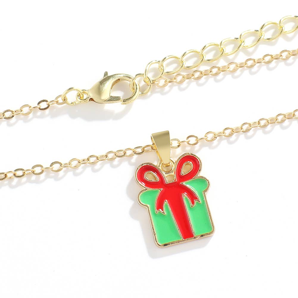 Christmas Snowman Christmas Tree Necklace Set