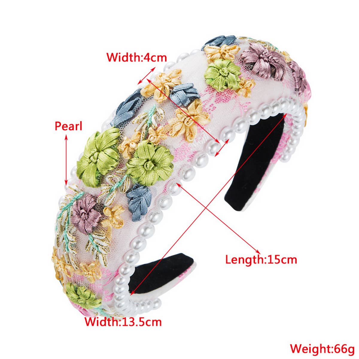 PASTORAL SPONGE PEARL FABRIC WOVEN FLOWER HEADBAND_CWAHA2115