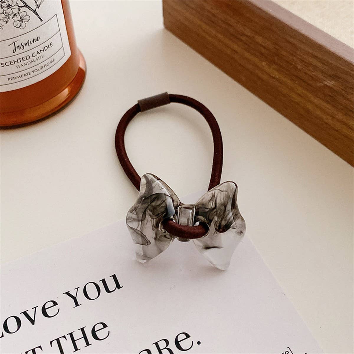 6PCS SET ACRYLIC BEAR FLOWER BOW HAIR TIES_CWAHA0337