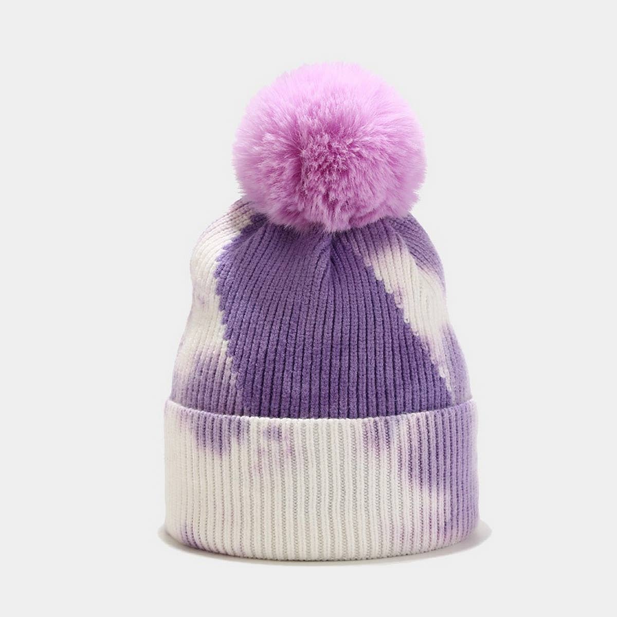 NEW TIE DYE POM POM KNITTED HAT_CWAH1619