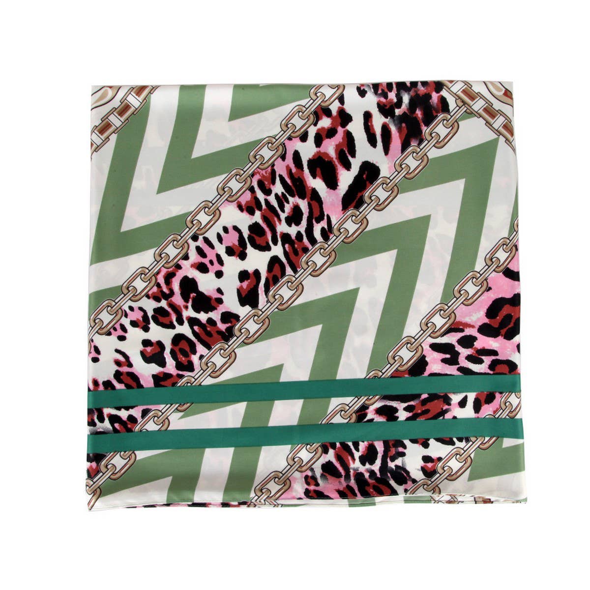 LEOPARD CHAIN TWILL SQUARE SCARF SPRING WRAP_CWASC0668