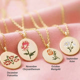 Vintage December Flower Clavicle Necklace_Cwmm3785