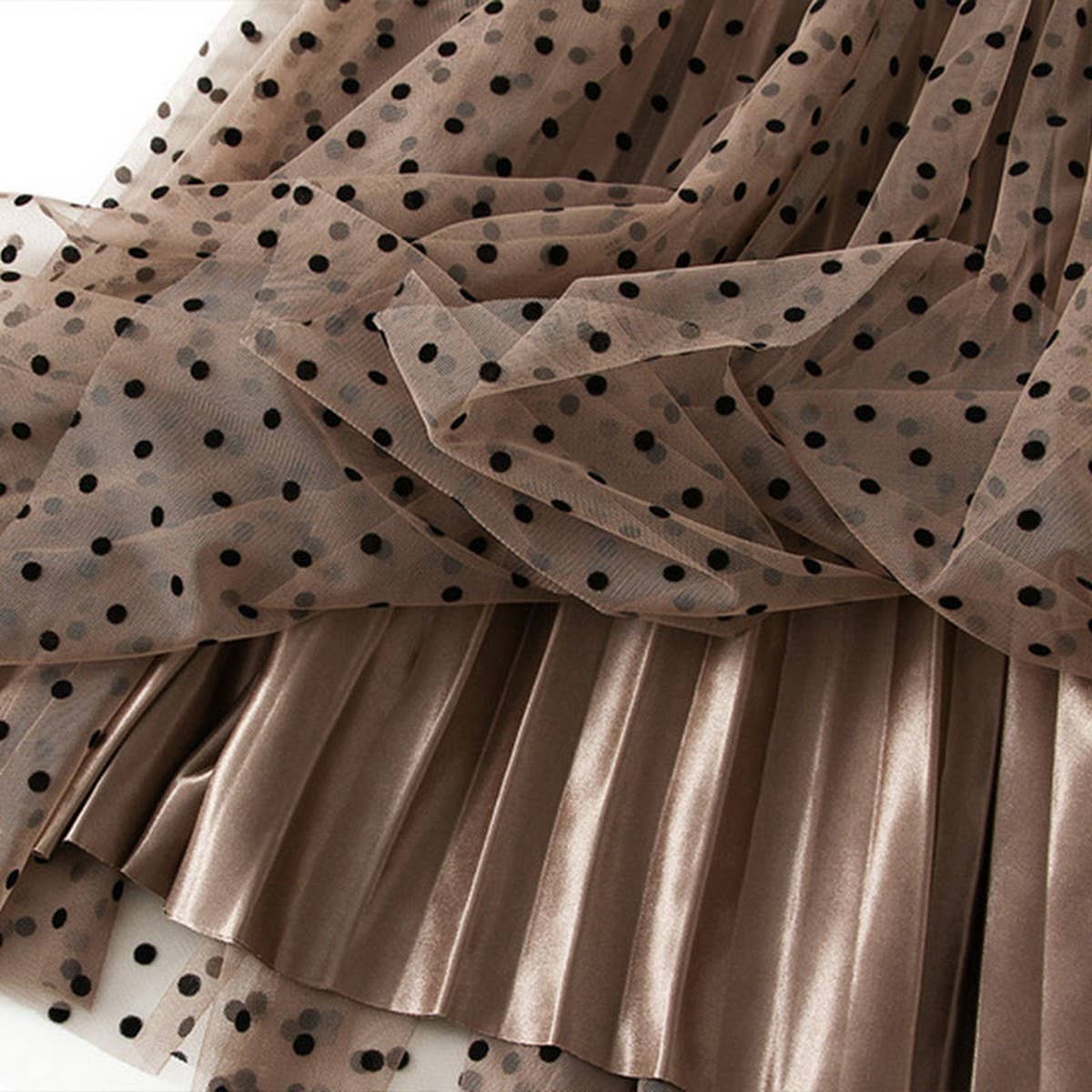 POLKA DOT MESH SKIRT REVERSIBLE A LINE SKIRT_CWBMS0314