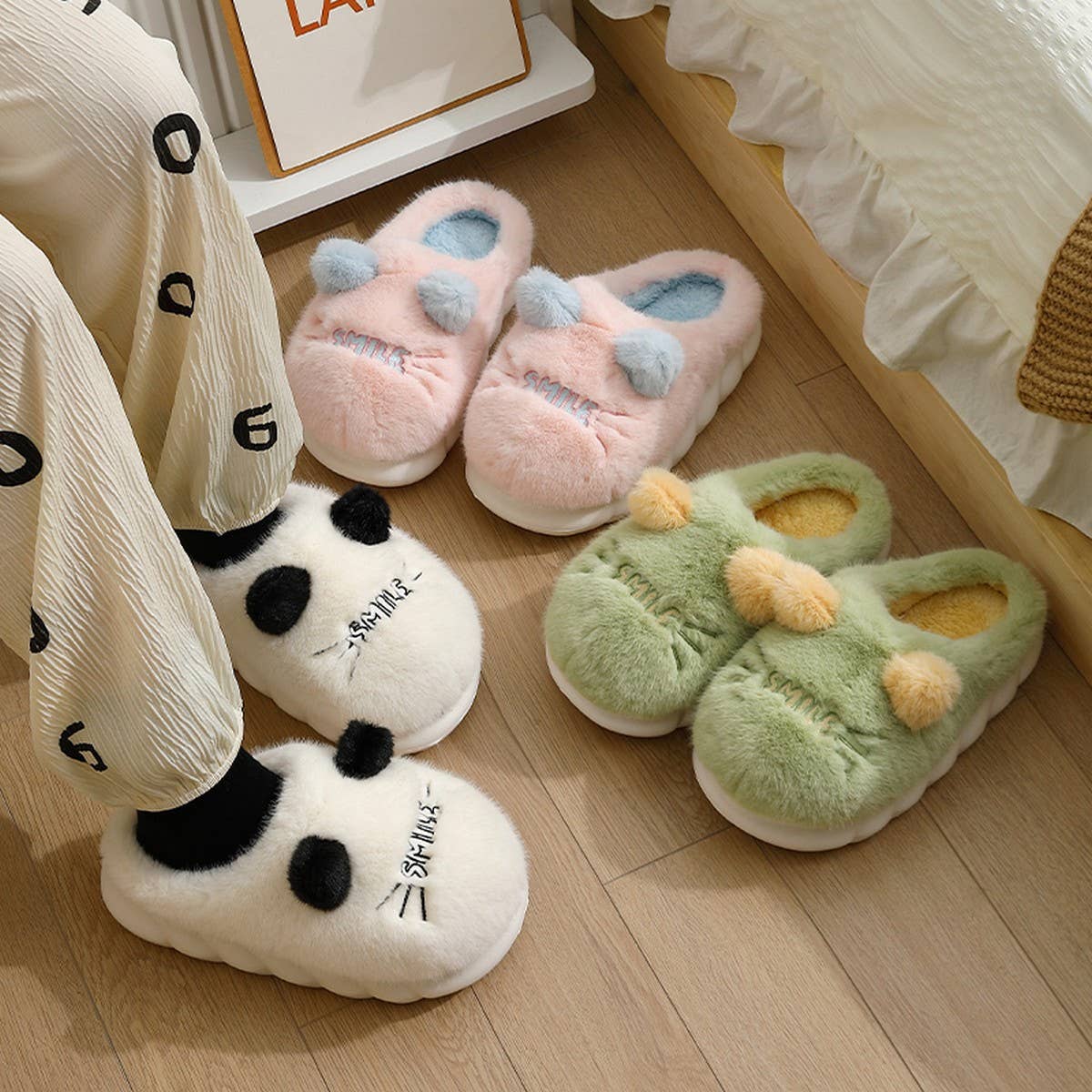 CUTE CAT ANIMAL WARM HOUSE SLIPPERS FUZZY SLIPPER_CWSHS0311