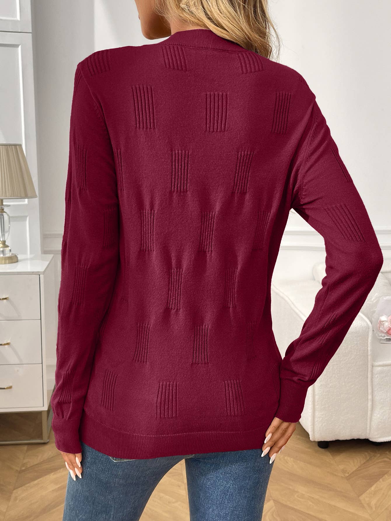 Solid-Color Round-Neck Pullover Knitted Sweater