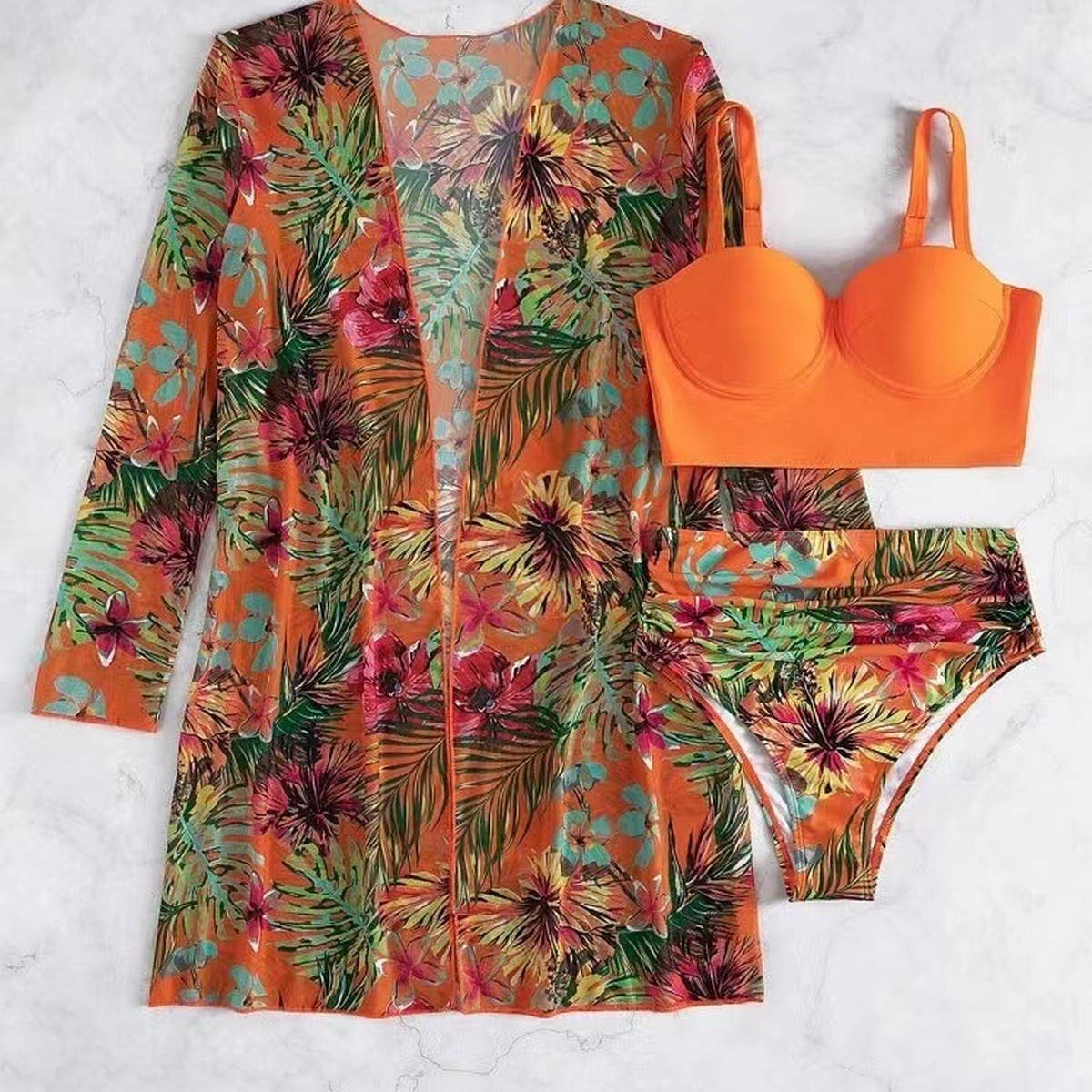 SEXY SWIM COVER UP MULTICOLOR PRINTING BIKINI_CWMW0181