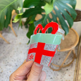 Christmas Hair Claw - Santa Bell Gift House Clip_Cwaha07289