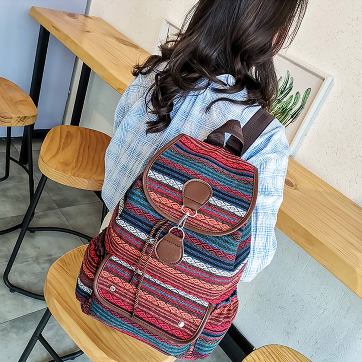 BOHO VINTAGE BACK TO SCHOOL CANVAS BACKPACK_CWAB2214