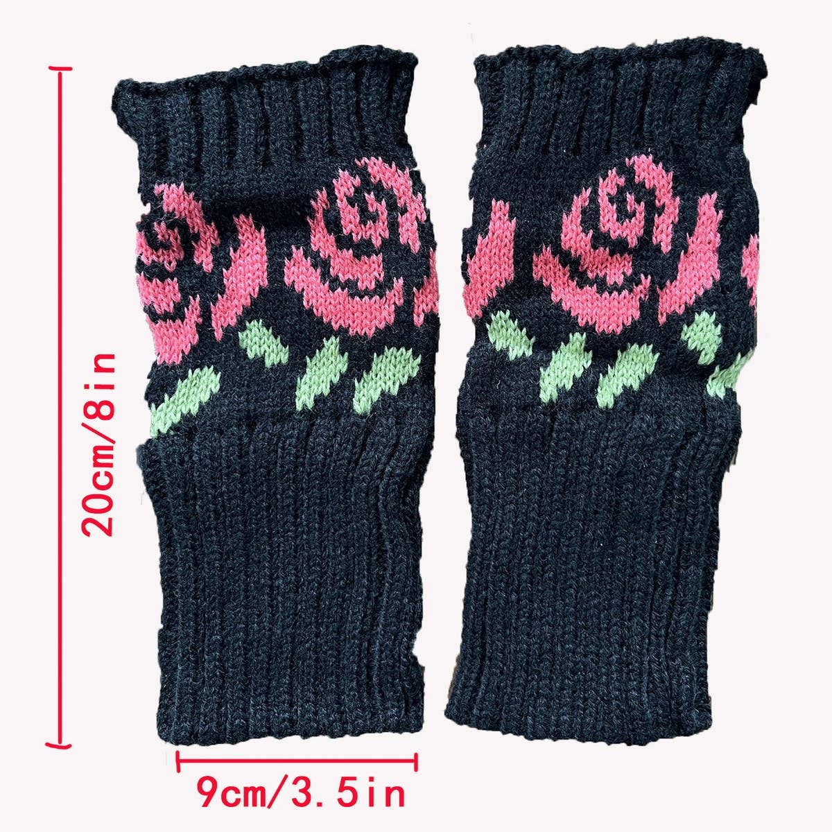 SHORT ROSE KNITTED HALF FINGER GLOVES_CWMM1674