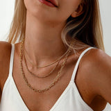 BRAIDED HOOP CLASP THREE LAYER NECKLACE_CWMM3679