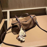 Suede And Matte Cowhide Simple Shoulder Bag_Cwab4120