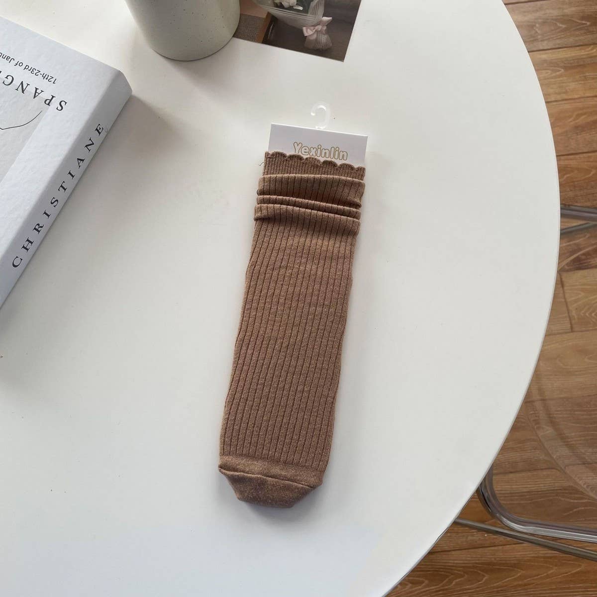 Women'S Solid Color Cashmere Lace Mid-Calf Socks_Cwms1120