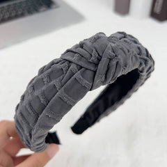 Solid Cross-Knotted Wide-Edge Pressed Hair Band
