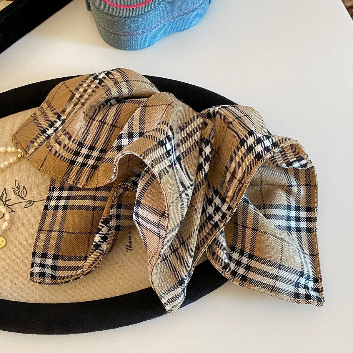 Plaid Lace Scrunchie Retro Bun Hair Tie_Cwaha08210