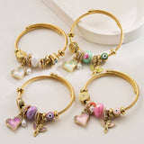 DIY BEADED STEEL BRACELET WITH ANGEL HEART_CWMM8478