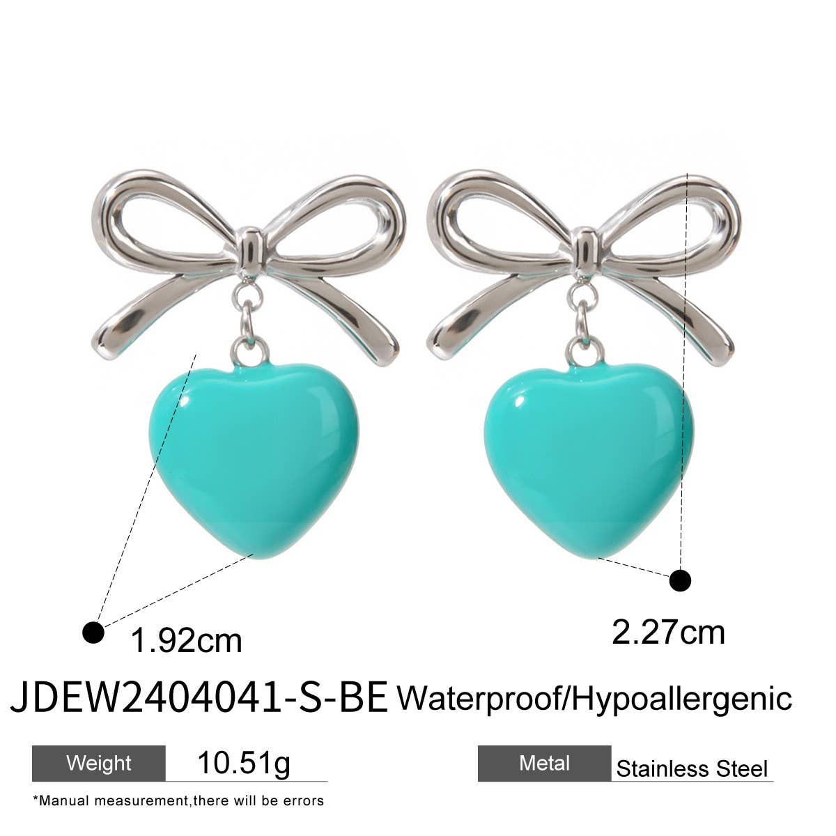 BOW WITH A HEART SHAPED OIL DROP EARRINGS_CWAJE1881