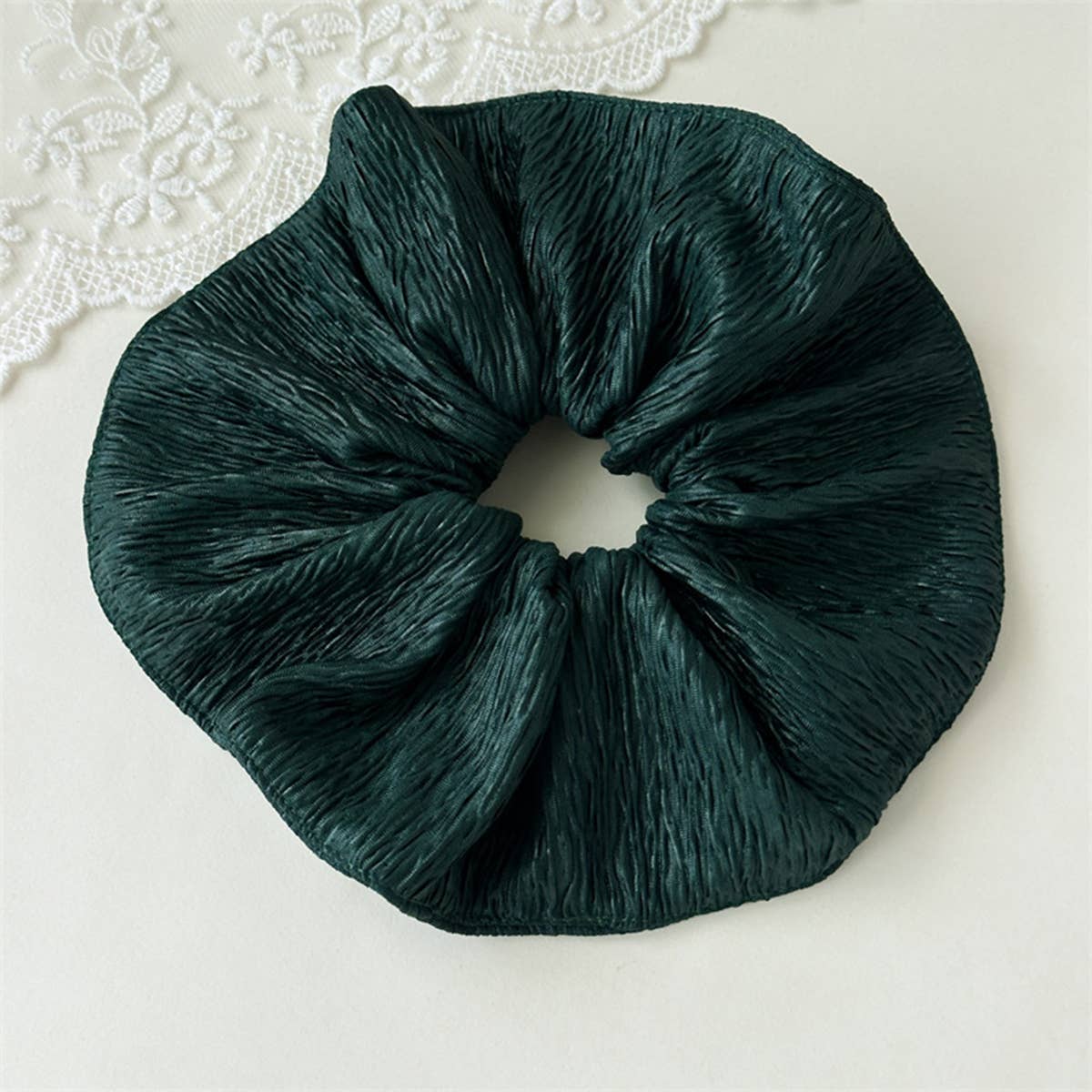 Xmas Plaid Bead Hair Scrunchie Retro Tie_Cwaha07608
