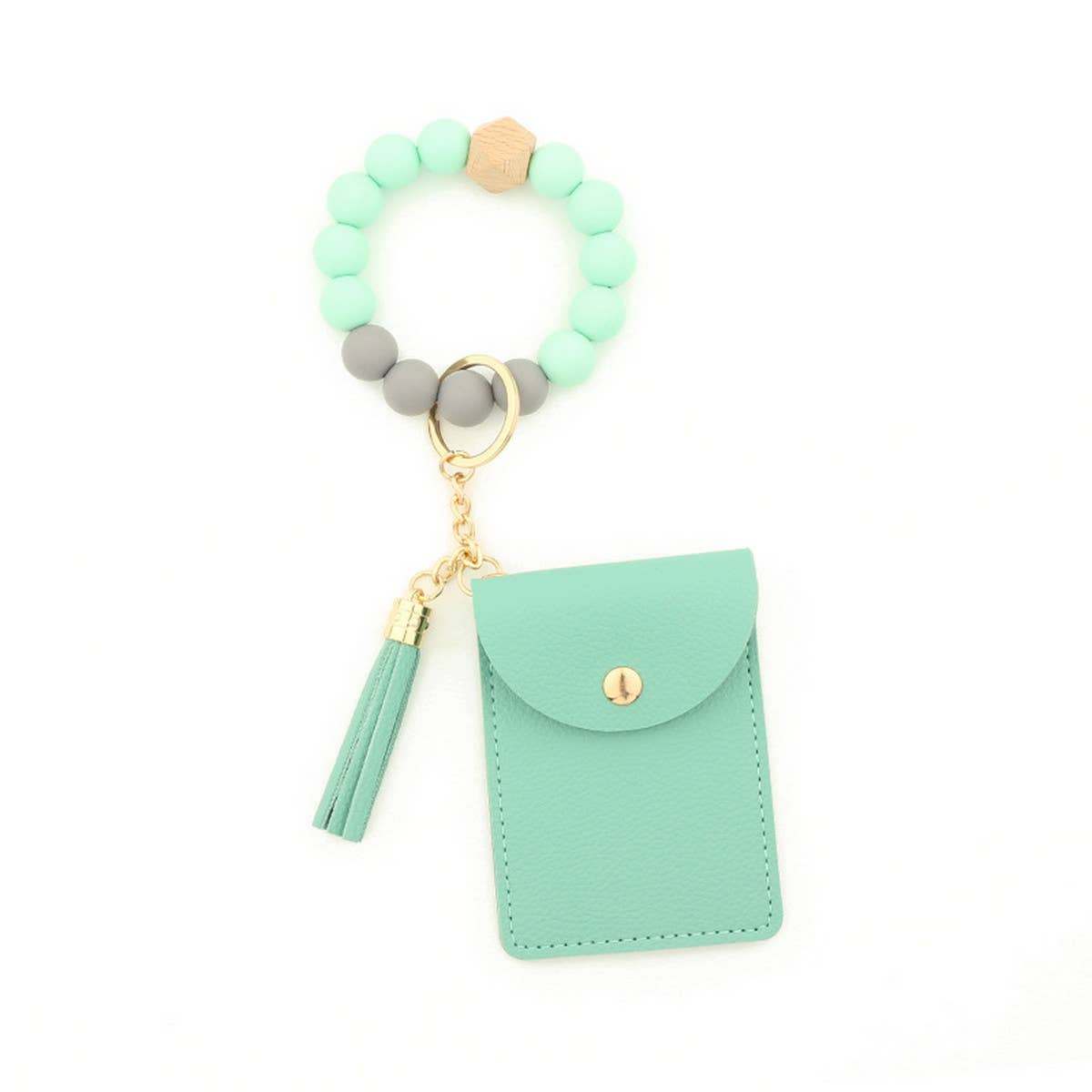 SILICONE BEAD BRACELET SOLID COLOR KEYCHAIN_CWMM1298