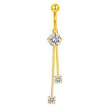 LONG CHAIN CZ BELLY RING WITH COPPER PIERCING_CWMM9232