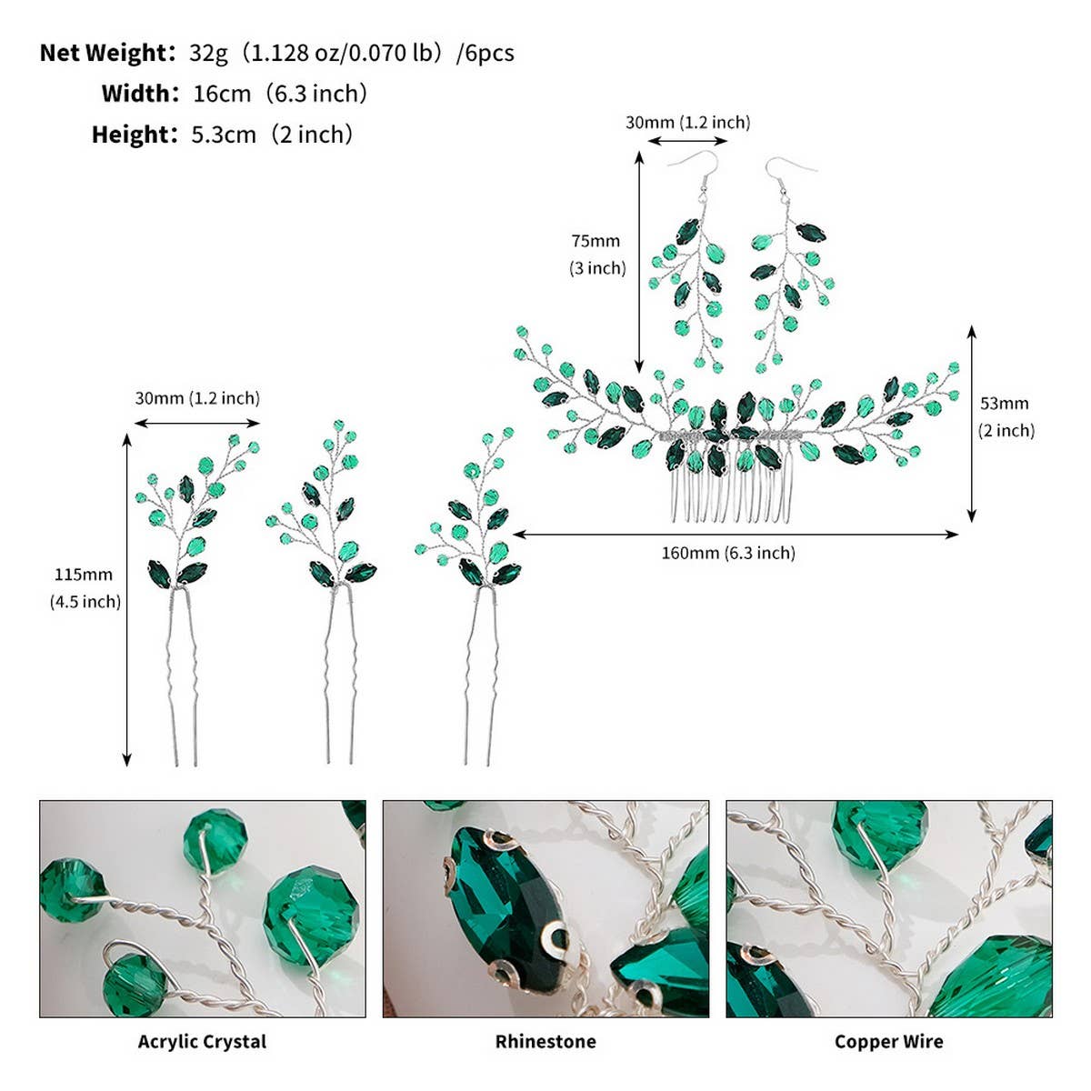 BRIDAL HAIR ACCESSORIES THREE PIECE SET_CWAHA2786