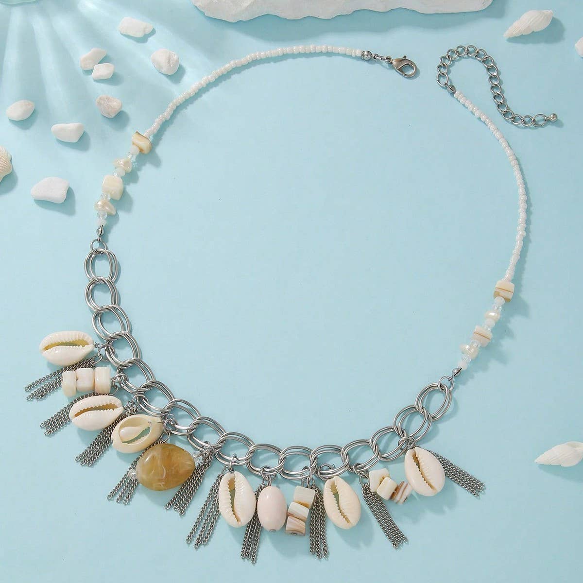 BOHEMIAN VINTAGE SHELL COMBINATION NECKLACE_CWAJE1568