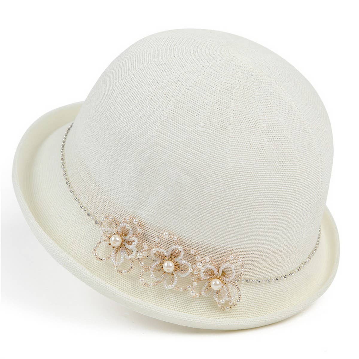 PEARL FLOWER HEMLINE FISHERMAN HAT_CWAH1454