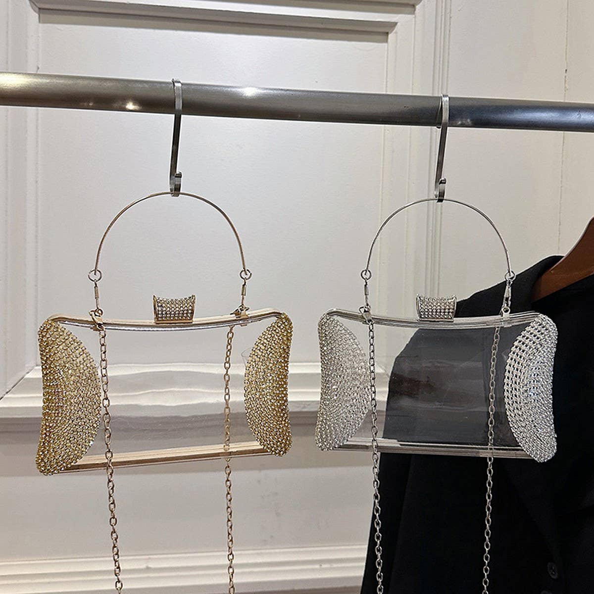 CELEBRITY EVENING BAG DIAMOND CHAIN CLUTCH_CWAB3255