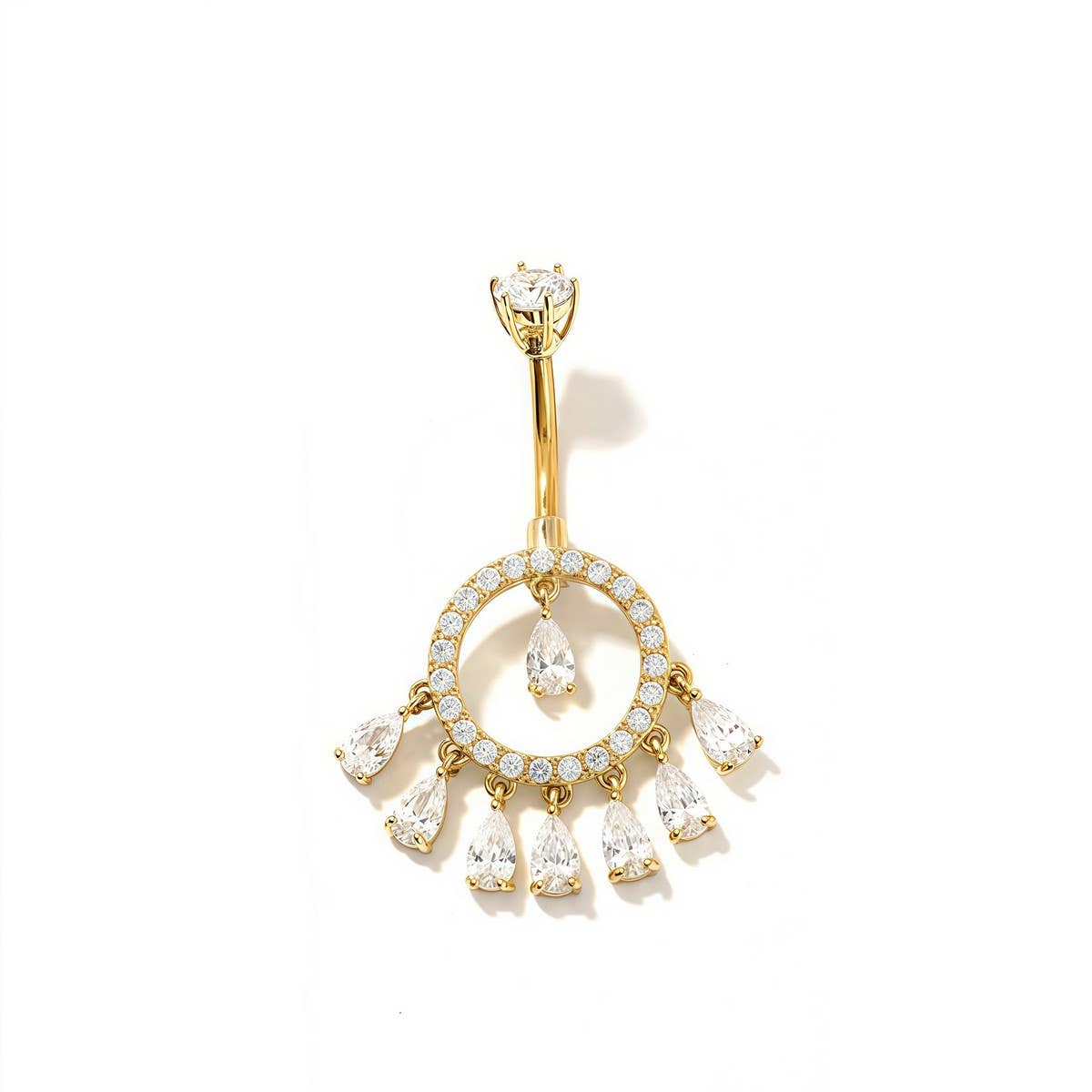 TEARDROP TASSEL NAVEL RING LUXURY PIERCING_CWMM9369