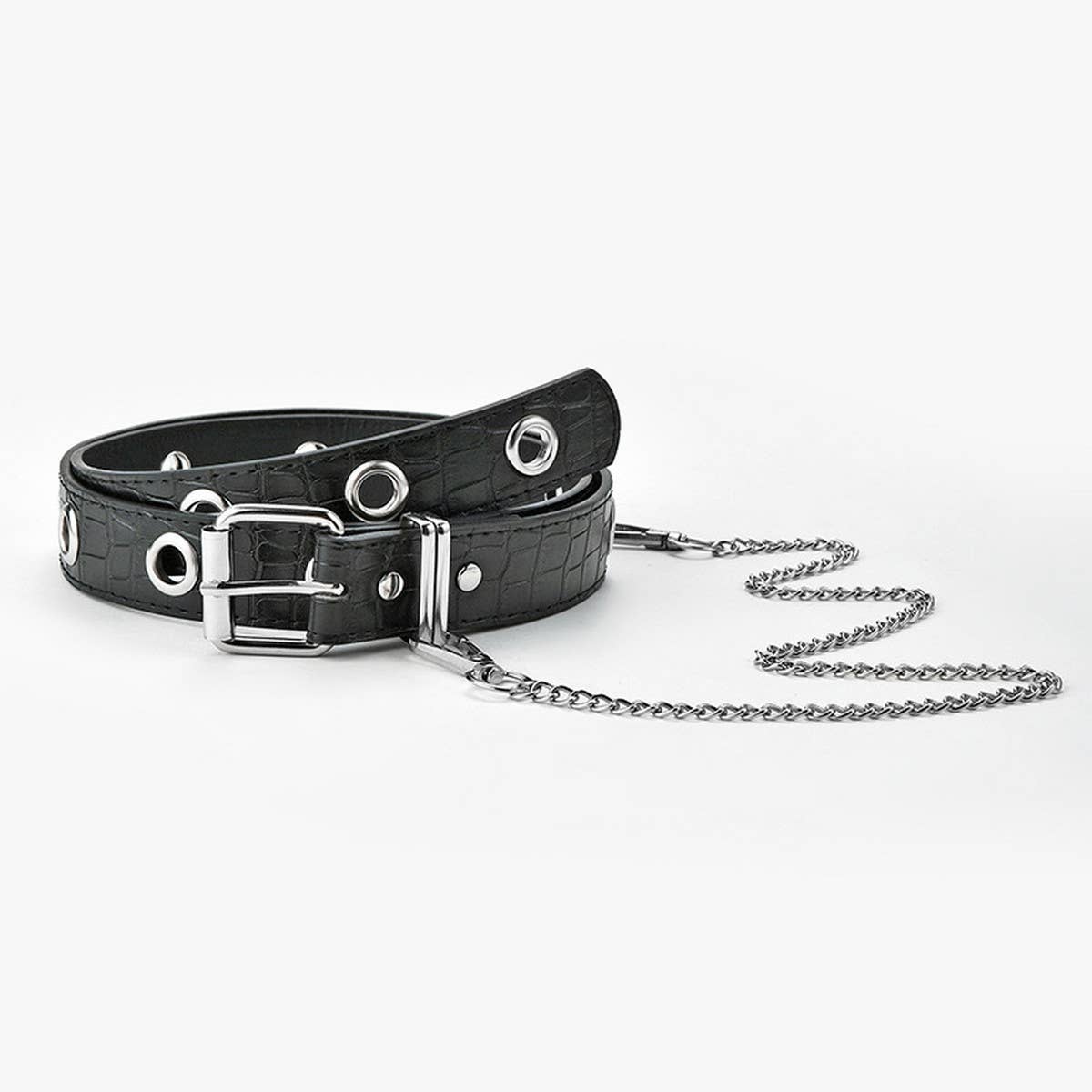 Versatile Casual Black Chain-Decorated Belt_Cwabe0573