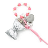 SILICONE BEAD BRACELET KEYCHAIN WITH HEART BOW_CUAB00445