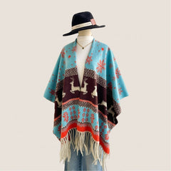 Double-Sided Thickshawl Xmas Reindeer Snowflake_Cwocasl00070