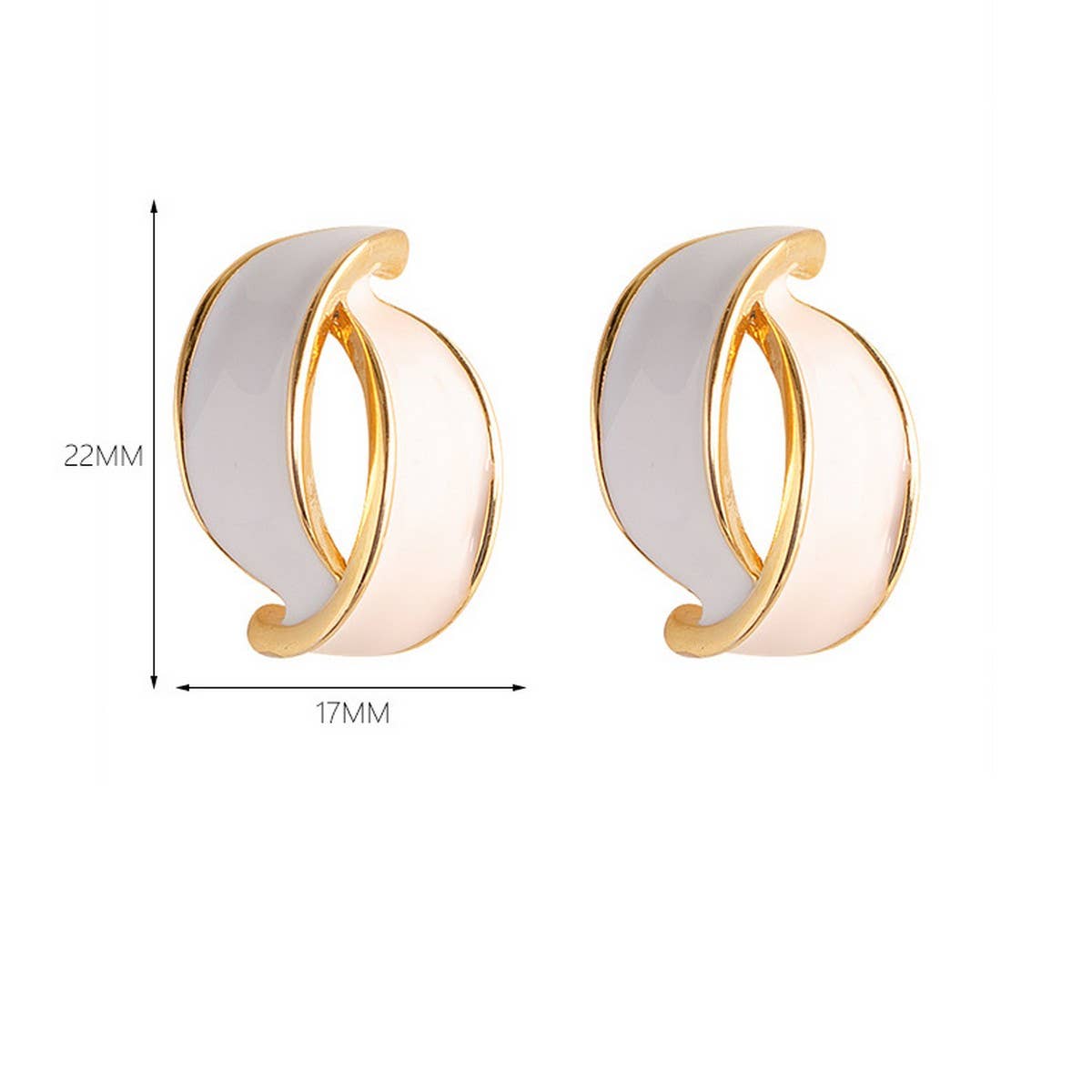 ENAMEL SILVER NEEDLE C SHAPED EARRINGS_CWMM4287