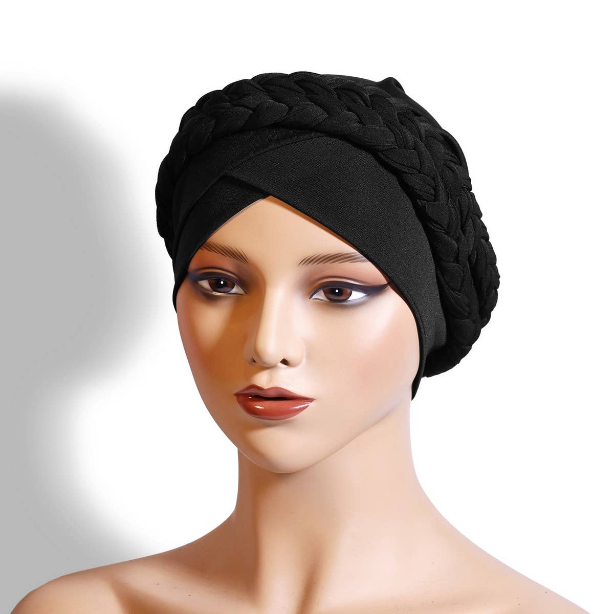 Two Milk Silk Solid Color Braided Headscarf Hat_Cwasc2425