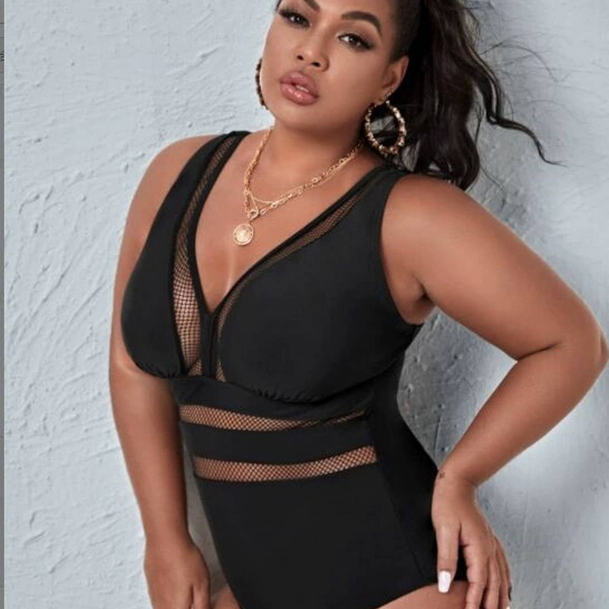 PLUS SIZE PRINTED PATCHWORK BIKINI SWIMSUIT_CWMW0205