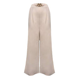Wide Leg Pants With Half Elastic Waist